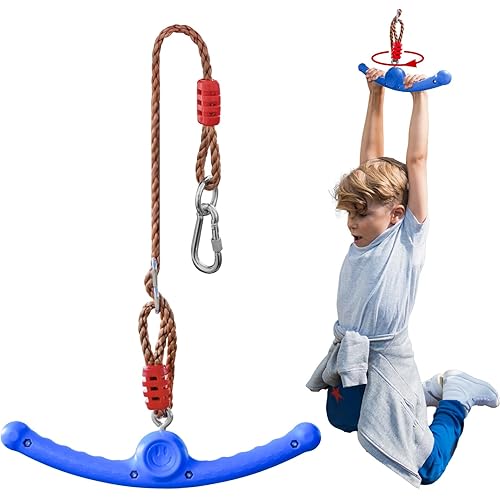 Ninja Swing-Twister 360° Spin Handle: Kids Slackline Accessories & Swing Attachment - Activate Ninja Powers with Epic Twist-Spin Flips! (Blue - Backyard/Playground Hang Toy)