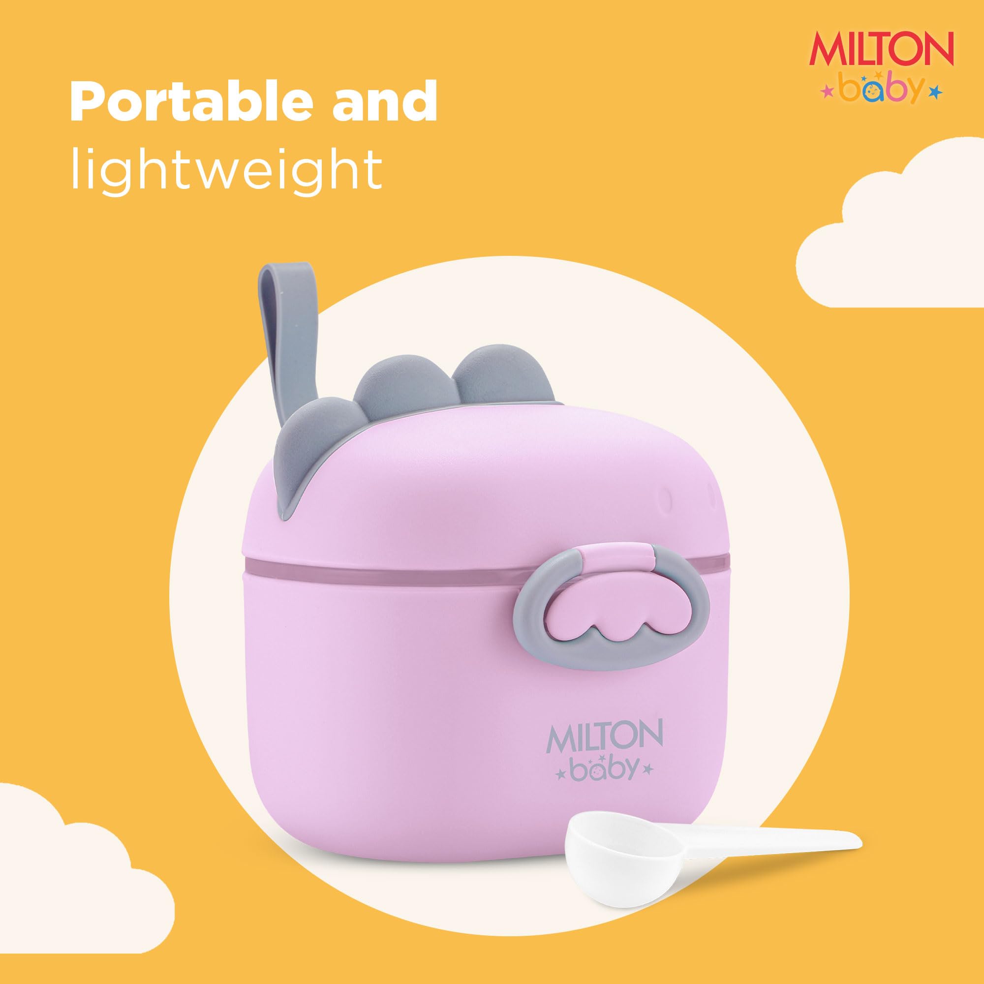 Milton Baby 2-1 Milk Powder & Food Container 220 gms I Scoop Spoon With Spoon Compartment I BPA Free-100% Food Grade I Leak Proof I Travel Friendly I For Milk Powder,Snacks, Fruits I Light Weight I Pink