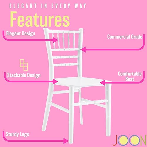 Miniatura 4 de JOON Paquete de 2 sillas Tiffany Chiavari para niños, 25 x 13 x 14.5 pulgadas, policarbonato, altura del asiento de 12.75 pulgadas, diseño elegante