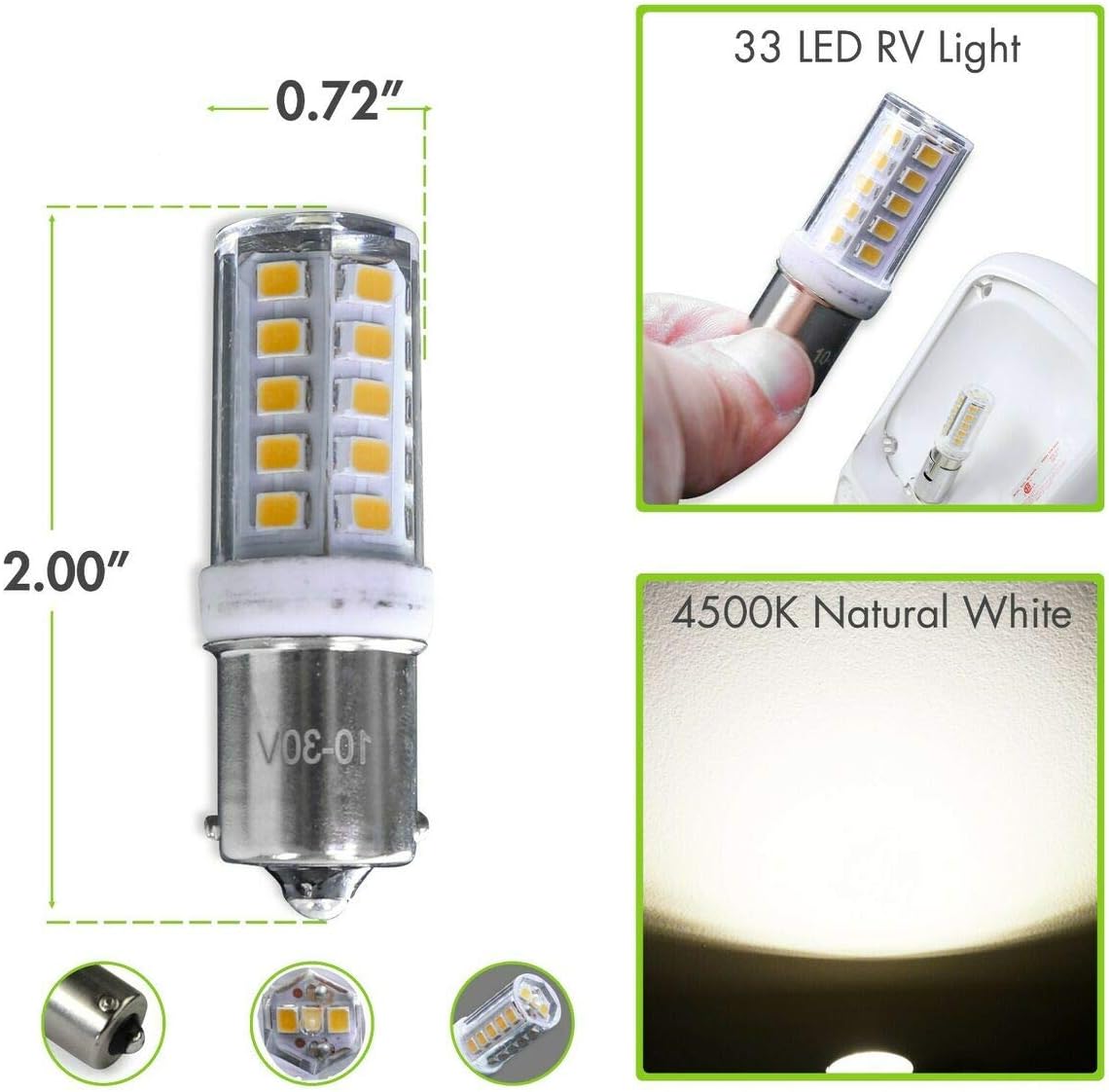 10 33 LED RV Camper Trailer Replacement interior Light Bulb 1383/1156NW