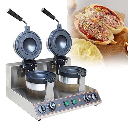 Burger-Maschine mit Antihaftbeschichtung, Hamburger-Waffeleisen 1300 W, Waffeleisen für Eis, elektrische Waffeleisen für Eistüten, einstellbare Temperatur von 50–300 °C zum Backen köstlicher(Double he