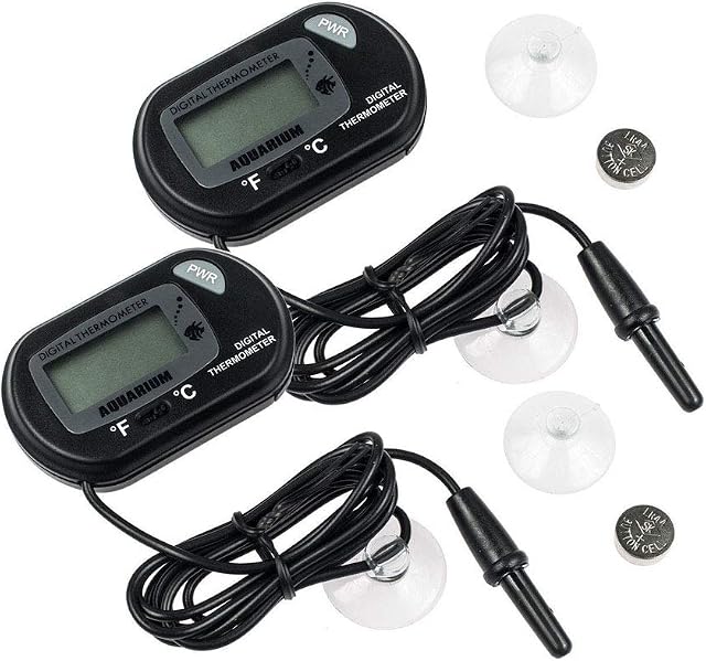 INRIGOROUS Aquarium Thermometers, 2 Pack Digital LCD Water Thermometer for Fish Tank Aquarium Marine Reptile habitat Temperature (2 Pack)