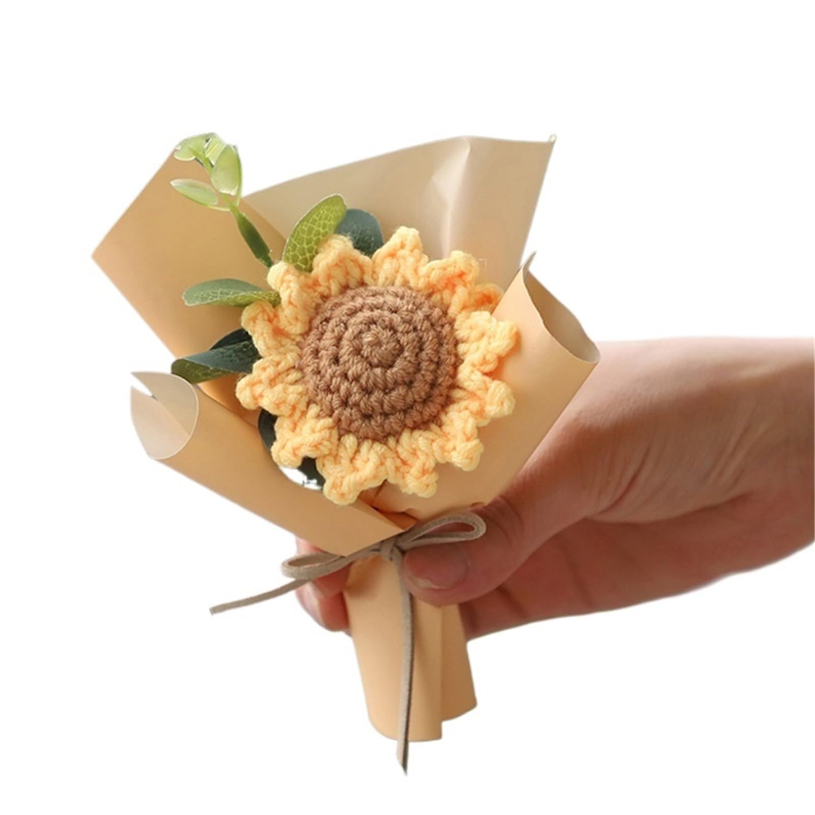 Dazhua 2pcs Handmade Mini Crochet Flower Bouquet - Valentine's Day, Artificial Graduation Flowers(S12)