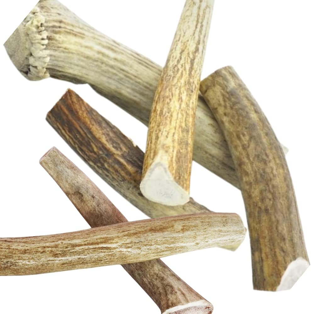 hotspot pets Premium Elk Antlers for Dogs - 4-10 Inch Large Dog Antler Chews (1LB Bag) Naturally Shed Antler Bone for Large Breed Aggressive Chewers - Made in USA - Promotes Dental Hygiene