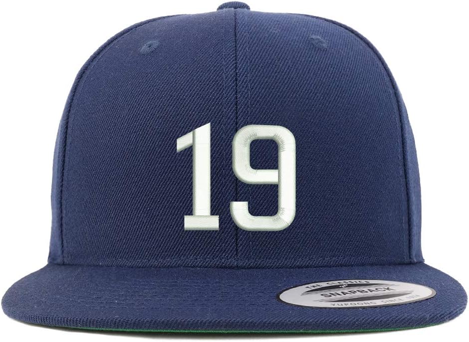 Trendy Apparel Shop Number 19 Embroidered Snapback Flatbill Baseball Cap