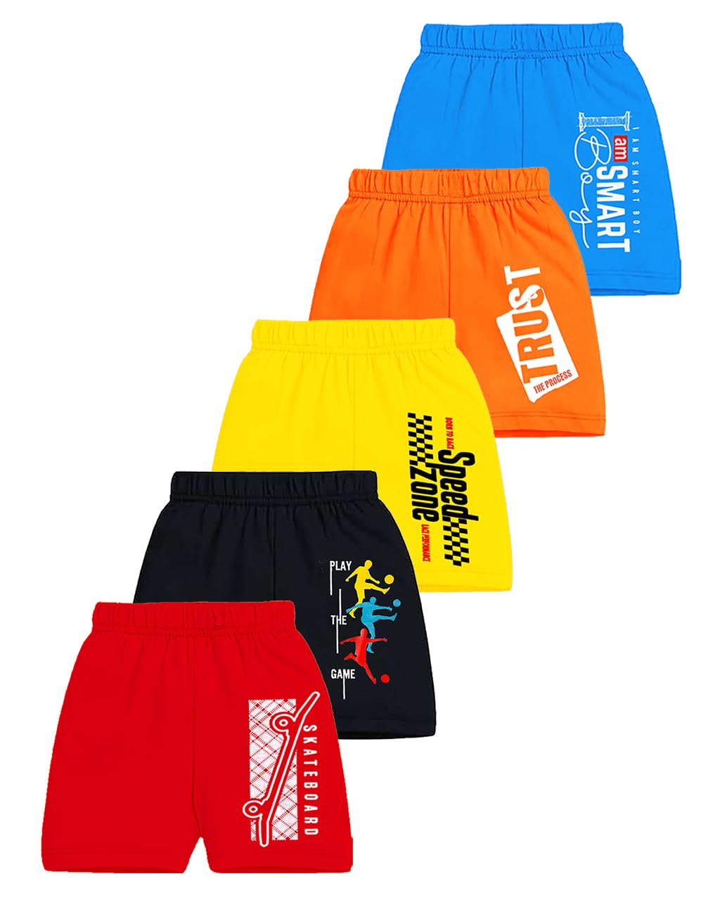 Kuchipoo Boys Regular Fit Cotton Shorts – Pack of 5