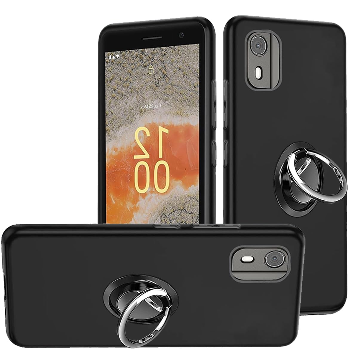 HuiYouMY 2-in-1 Case + Phone holder Ring Compatible with Nokia C02 Cover for Nokia C02