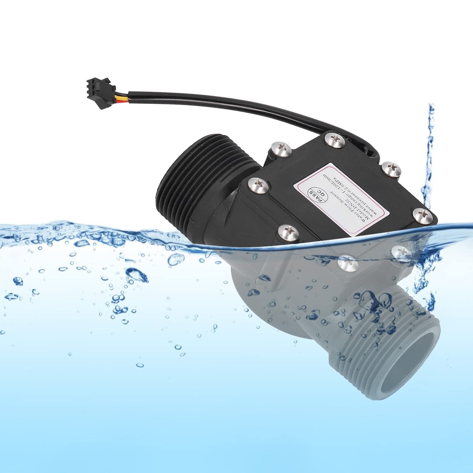 DN32 G1,25 pollici Sensore di Flusso d'Acqua, 1-120L/min Misuratore di Portata Ad Effetto Hall, Controllo Sensore Flussostato per Acqua Flussometro per Tubo