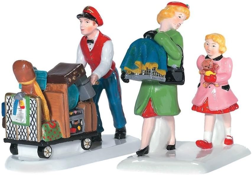 Dept 56 Accessories WE'RE GOING BY TRAIN! 55218 . Snow Village Porter Ceramic New
