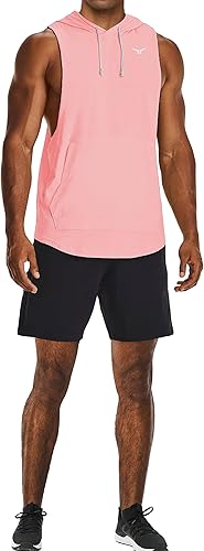 Miniatura 3 de Camisetas sin mangas con capucha para hombre, para entrenamiento en gimnasio, camisetas cortas musculares