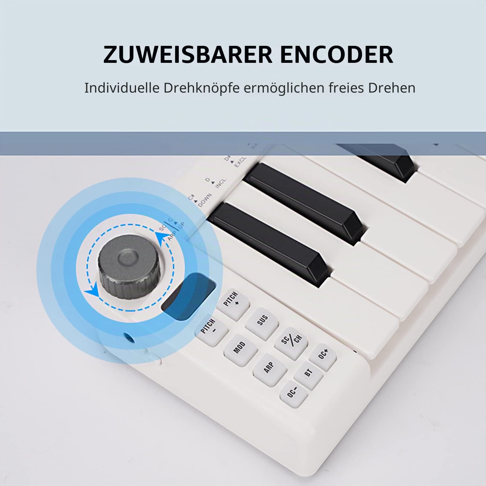 Summa SMK-25mini MIDI-Tastatur, wiederaufladbare MIDI-Kontrolltastatur mit 25 Tasten, tragbare Mini-USB-Tastatur, MIDI-Controller mit 25 anschlagdynamischen Tasten, 1 Knopf