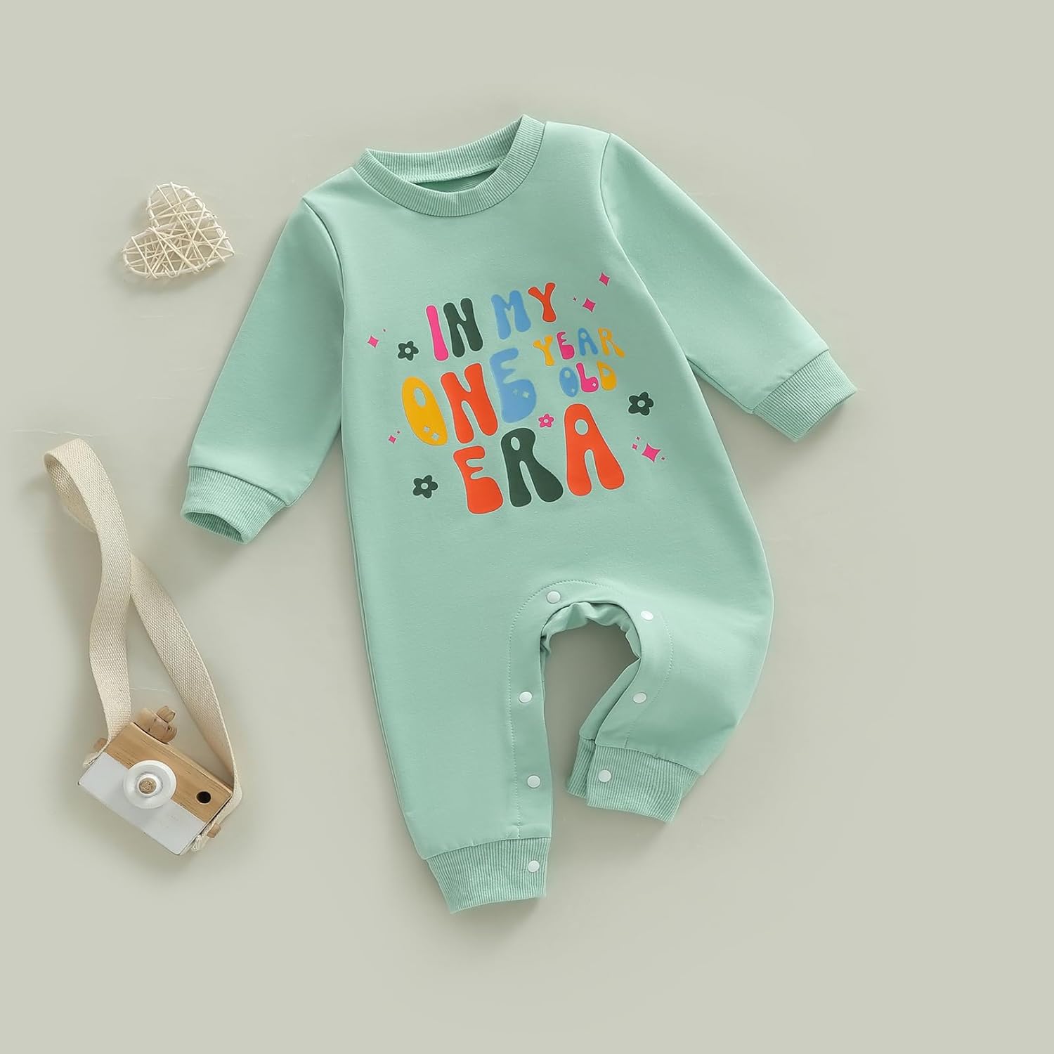 FYBITBO Infant Baby Girls Clothes In My One Year Old Era Jumpsuit Fall Long Sleeve Romper First Birthday Baby Girl Outfit - Image 3