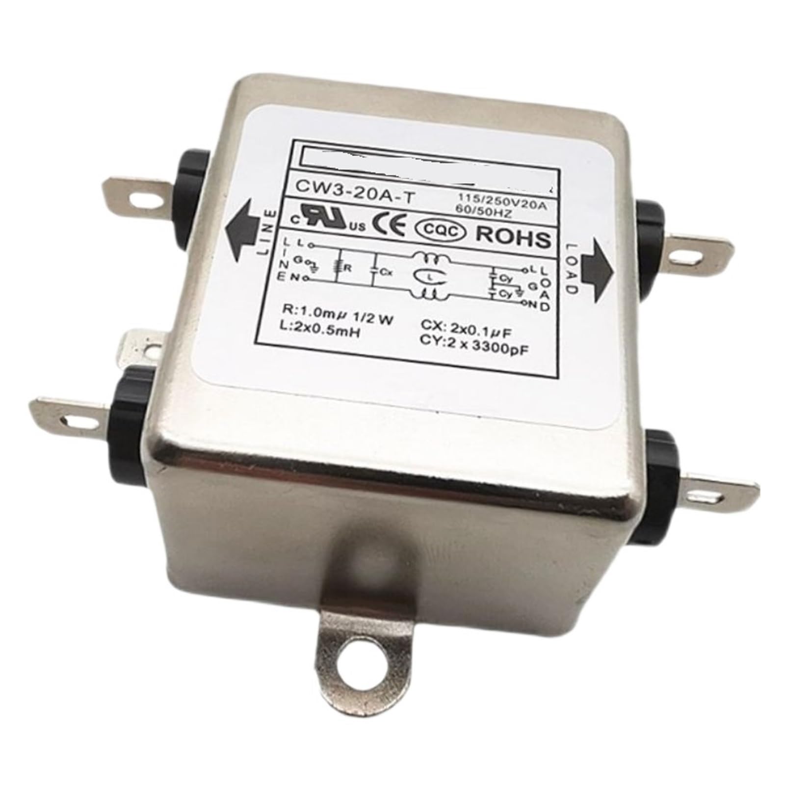 MBPAIHOP 115V/250V 20A AC Power Single Phase Filter CW3-20A-T Connector