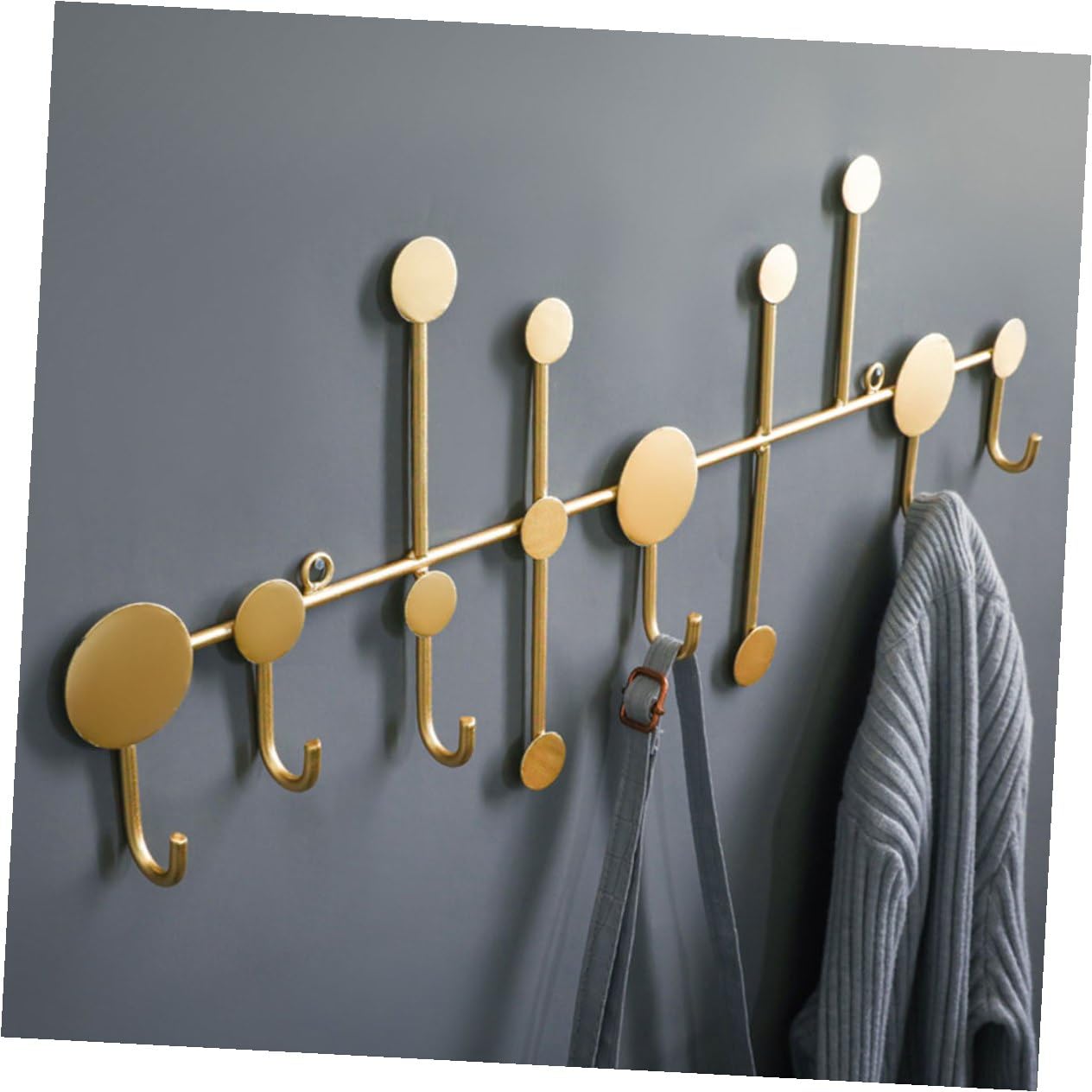 Amosfun Ganchos para Abrigos de Pared de Hierro Dorado, 6 Piezas