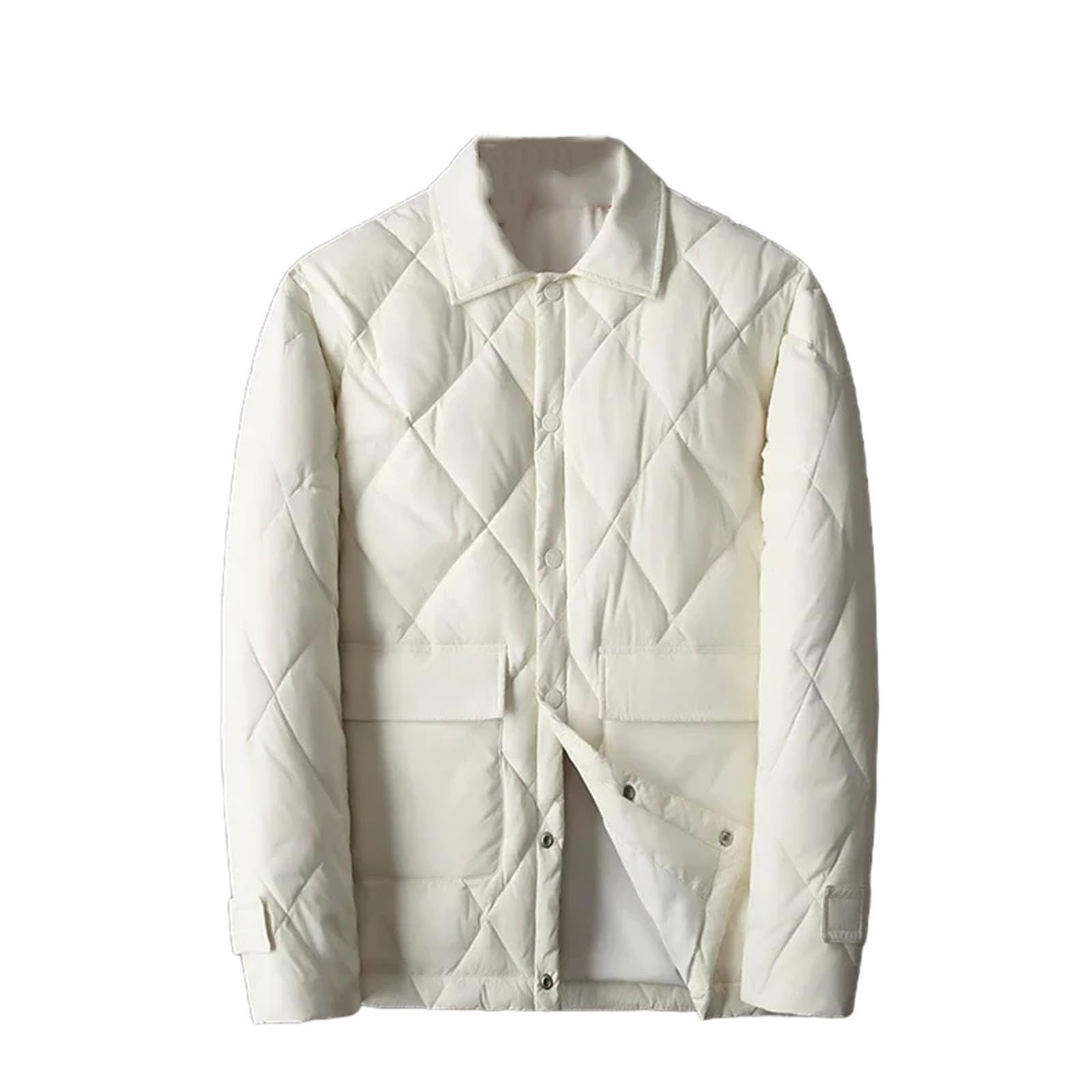 Doudounes blanches pour homme : manteau d'hiver uni à simple boutonnage