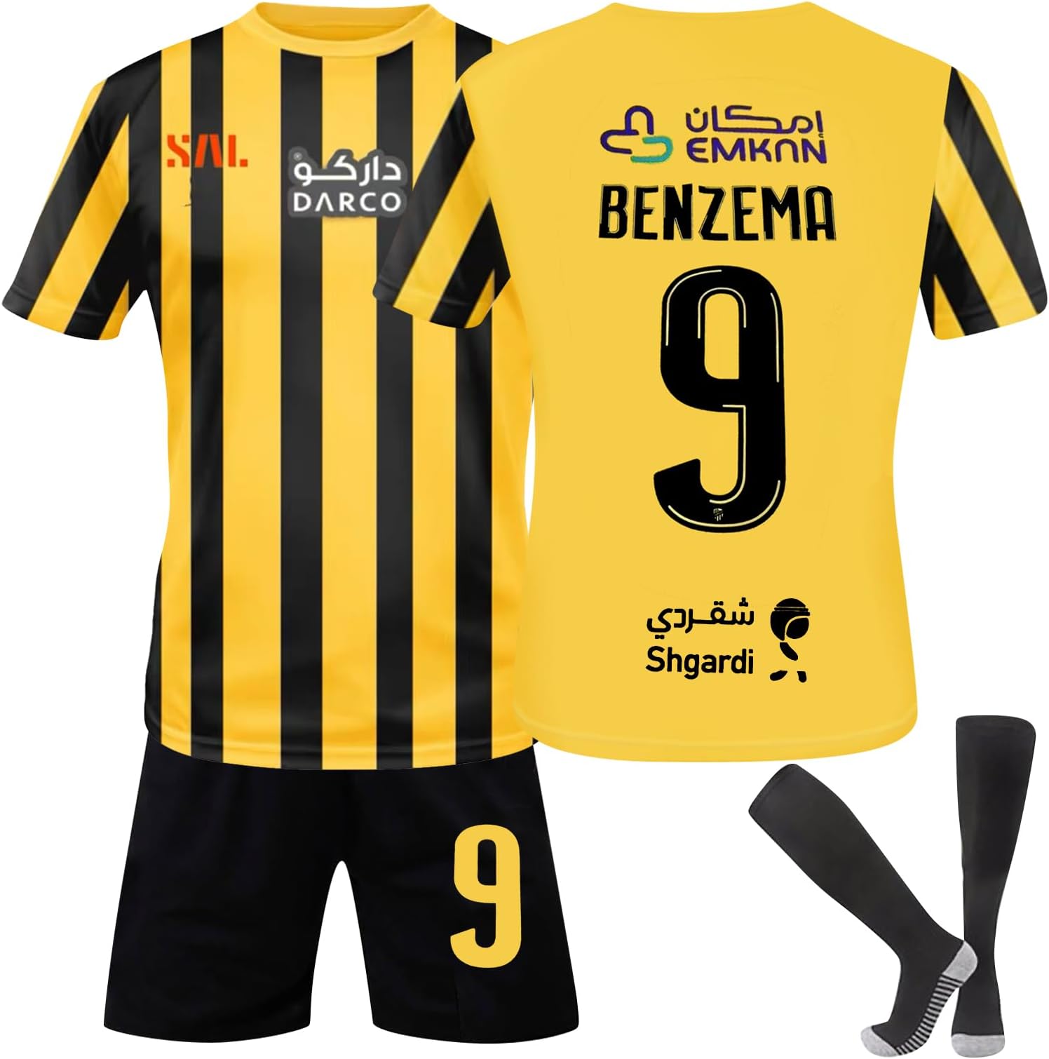 AZISENKits for Boys, 23/24 Soccer Jersey for Adults and Children Boys' Football Training Shirts Activewear T-Shirts Shorts with Socks Football Breathable Sports Tracksuits for Men and Kids
