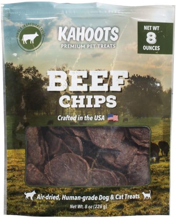 KAHOOTS Beef Chips for Dogs, Gluten Free Dog Treats, Grain Free Natural Beef Heart