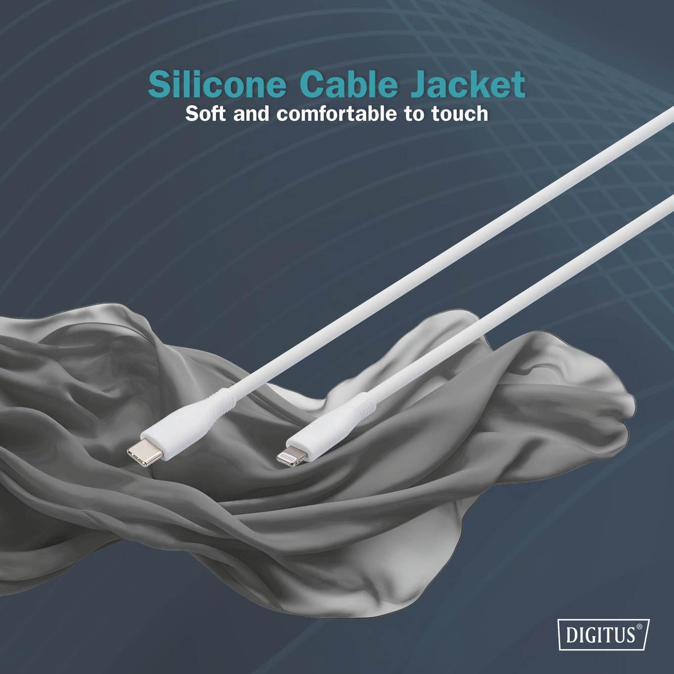 DIGITUS Kabel do ładowania - USB C do Lightning - 0,5 m - Kabel USB 480 Mbit/s 60 W 3 A - Elastyczna silikonowa osłona z zabezpieczeniem przed zginaniem - Certyfikat MFI dla urządzeń Apple - Biały