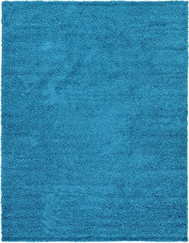 Unique Loom Solid Shag Collection Area Rug (9' X 12' 2", Turquoise) #TOP1
