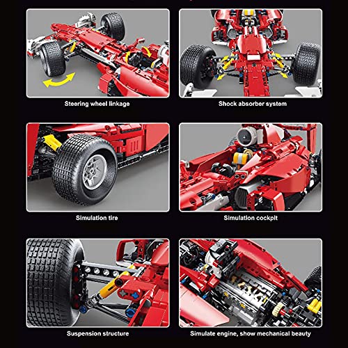 Technik Bausteine Auto für Formula F1, 1682 Klemmbausteine Sportwagen Bausatz, 1:8 Rennwagen Modell Bauset Fahrzeuge… – Bild 7