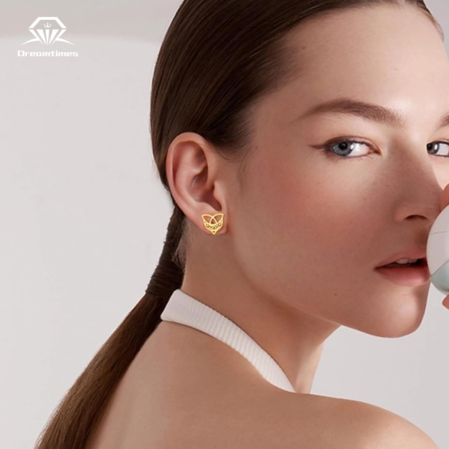 Dreamtimes Celtic Moon Stud Earrings Celtic Knot Triangle Earring for Women Men Crescent Earrings Celtic Knot Triangle Vintage Stud Earrings Irish Jewelry - Image 3