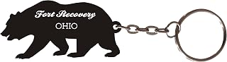 R and R Imports Fort Recovery Ohio Souvenir Metal Bear Keychain