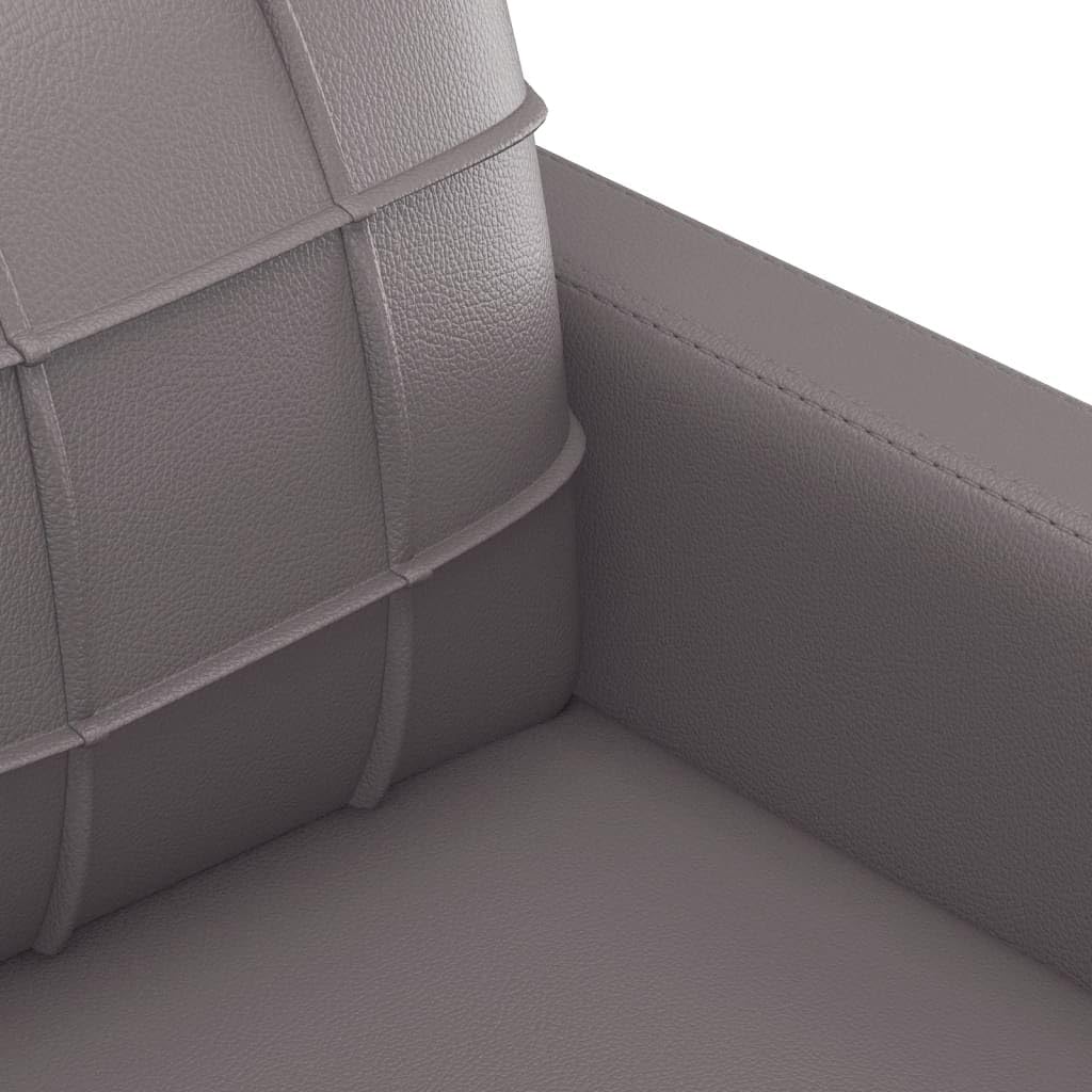 Juego de 3 sofás de piel sintética gris con 2 sofás de dos plazas, reposapiés y cojines, conjunto de tapicería estable para salón, cómodo sofá con reposabrazos y respaldo
