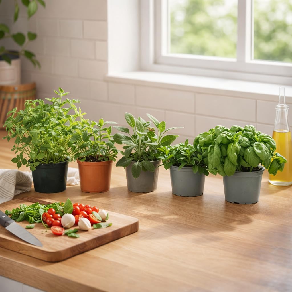 Vandas Set 5 Varietà di Piante Aromatiche in Vaso 14 cm Basilico Menta Prezzemolo Origano Salvia per Cucina Balcone e Giardino Made in Italy