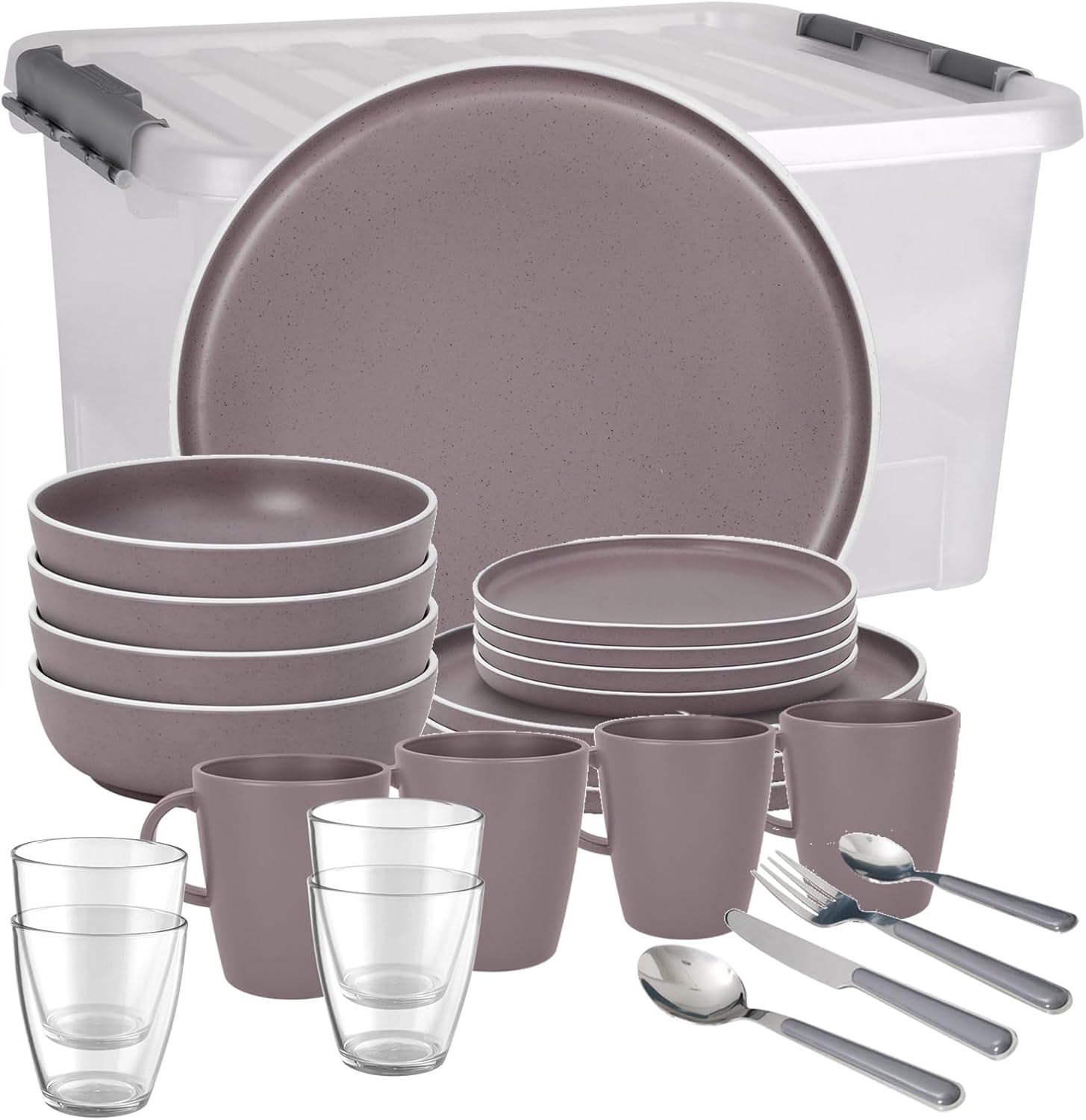 BRUNNER Dolomit Melamine Tableware Set Camping 36 Pieces All Inclusive Stackable