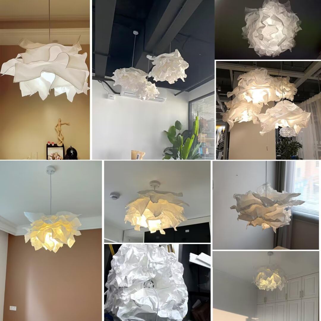 Lampada a sospensione creativa con nuvole di carta fai-da-te, lampada da soffitto con fiori di carta artistica Lampada da soffitto con nuvole decorative per camera da letto, soggiorno, 33,8"