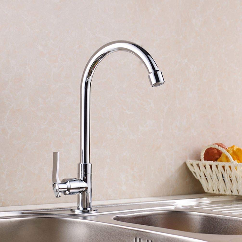 ZYCHSJXA Single Cold Water Faucet 360 Degree Swivel Tap Kitchen Handle