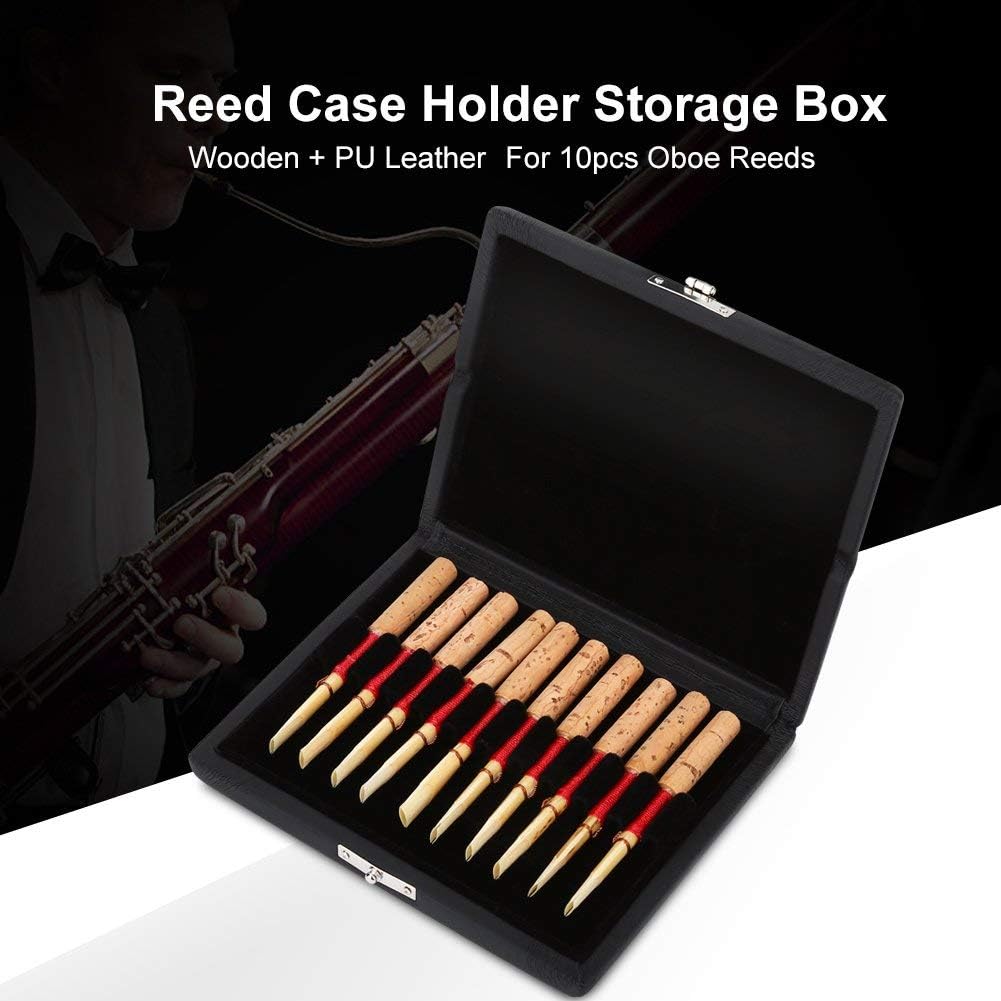 Estuche de Almacenamiento de Caña para Múltiples Instrumentos, Funda de Madera y Cuero de PU, Caja de Almacenamiento para Soporte de Caña, para Cañas de Oboe de 10 12 20 Piezas(#1)