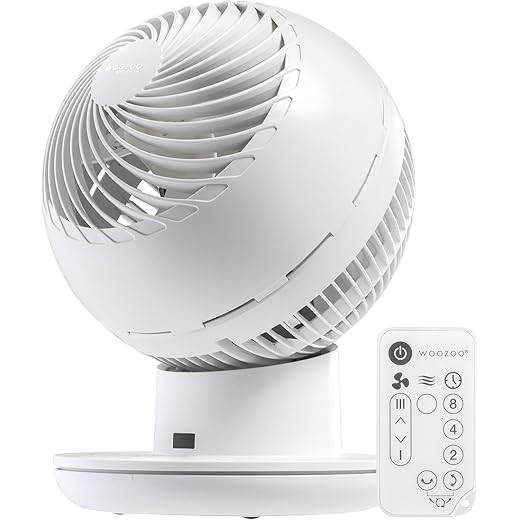 IRIS USA WOOZOO Air Circulator Fan with Remote, Oscillating, 8 Speeds, 82ft Max Air Distance, 120° Adjustable Tilt, 35db Ultra Quiet Motor, Small Fan for Bedroom, Office, Dorm, White
