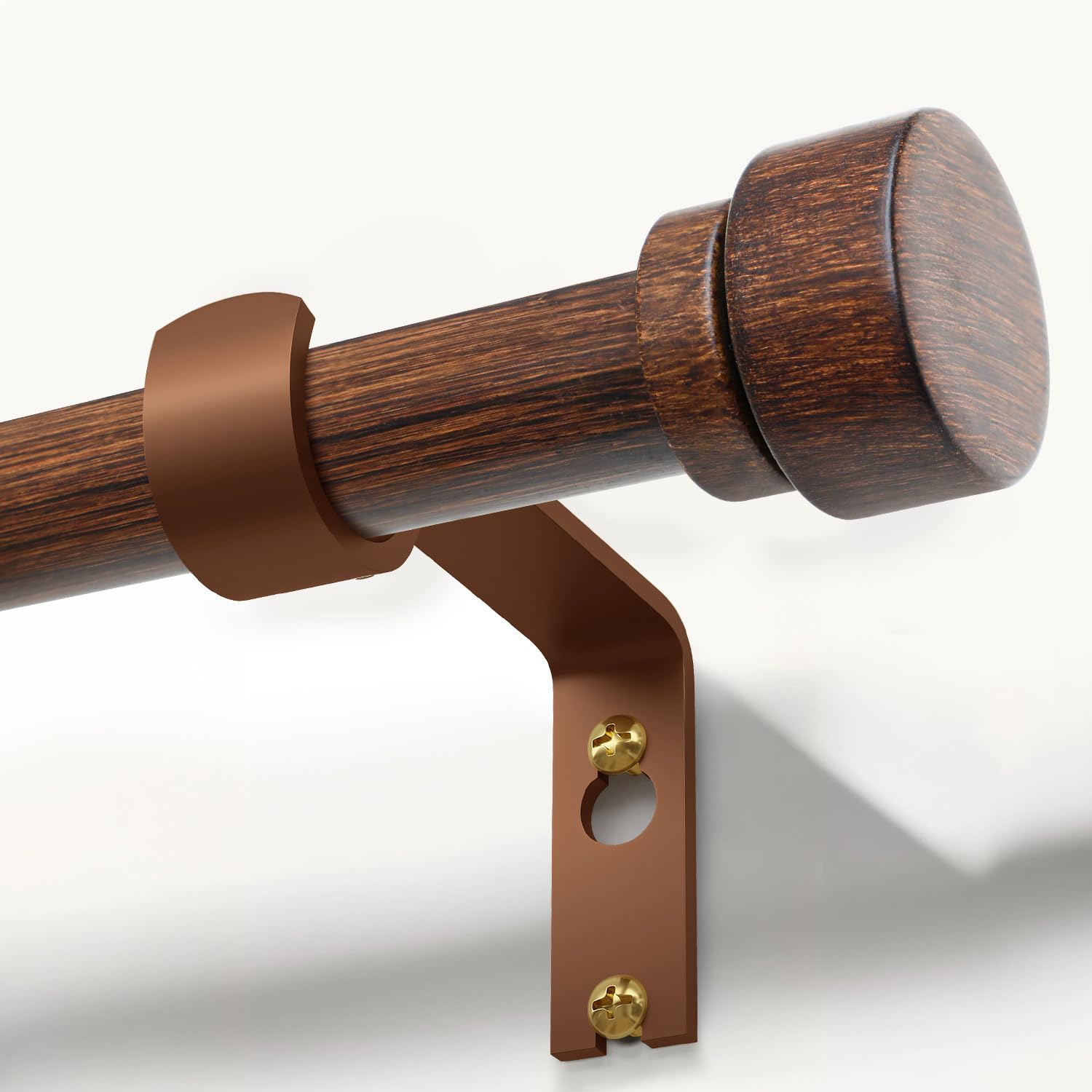 Photo 1 of Lootkell Redwood Curtain Rods for Windows 66 to 120 Inches 1" Diameter Heavy Duty Window Curtain Rod Adjustable with Handmade Wood Grain Design for Living Room Bedroom Kitchen Farmhouse Outdoor