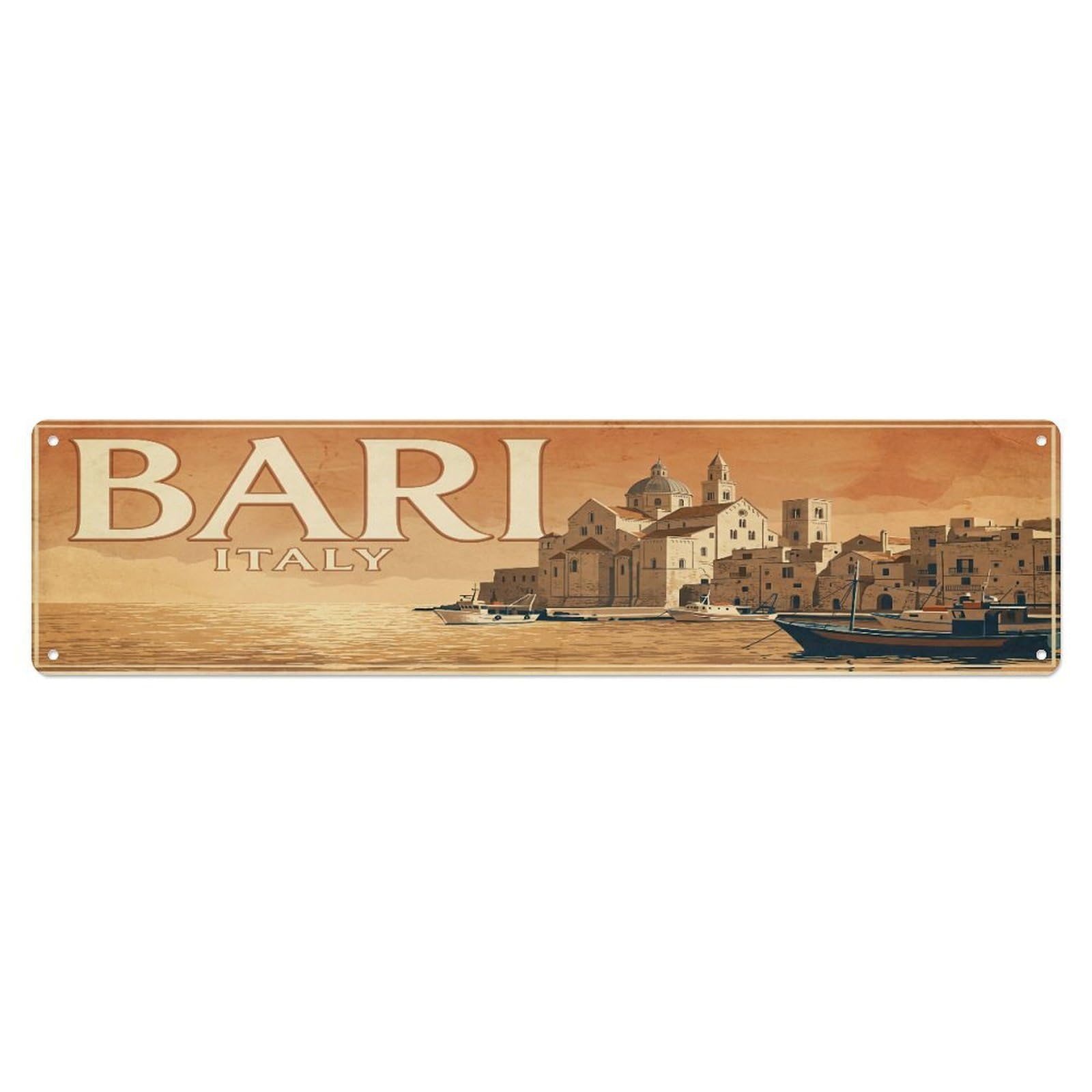 Tgrcjimh Style Metal Tin Sign Vintage Travel Italy Bari