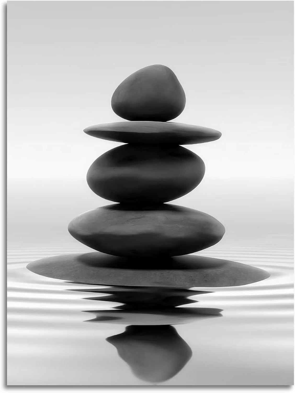 DCMVJHZV Framed Black and White Bathroom Wall Art Zen Stones in the water Bathroom Wall Art Yoga Meditation Picture Wall Decor Spa Room Bedroom Living Room Wall Painting Print (16"x24")