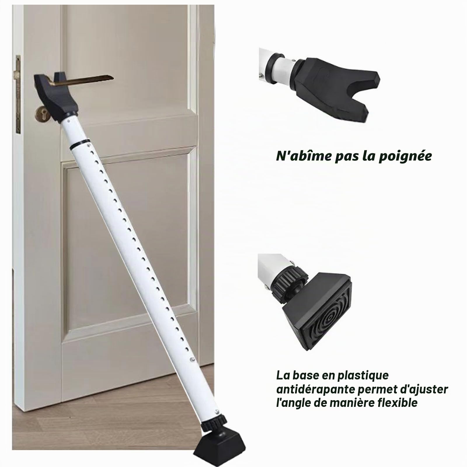 Barre de sécurité pour porte de terrasse coulissante, barre de sécurité réglable en 2 étapes pour portes de terrasse coulissantes, bloqueur de porte antivol pour la maison, les voyages, les