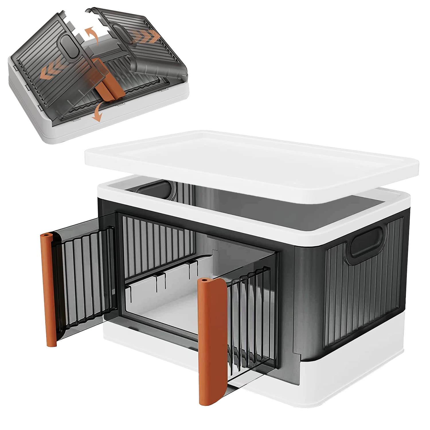 EFFICIENT US - Storage Bins with lids and doors, Closet Organizers and storage, Collapsible storage bins, plastic storage bins, dorm storage, college storage, 8.4 gallon, Stackable bins