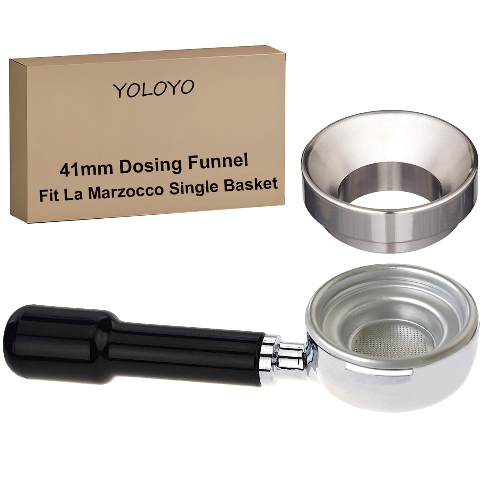 YOLOYO 41mm Espresso Dosing Funnel, Precisely Manufactured Dosing Funnel, Stainless Steel Portafilter Funnel Specially Compatible with La Marzocco Single Basket LM1