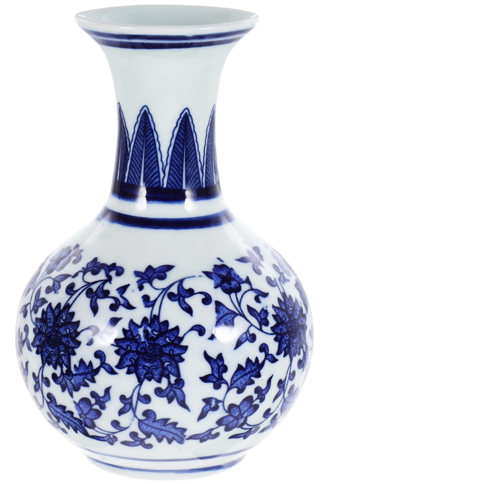 Cabilock Jarrón De Cerámica Artesanal Azul y Blanco Jarrón Decorativo Pequeño Decoración De Sala De Estar Florero para Arreglos