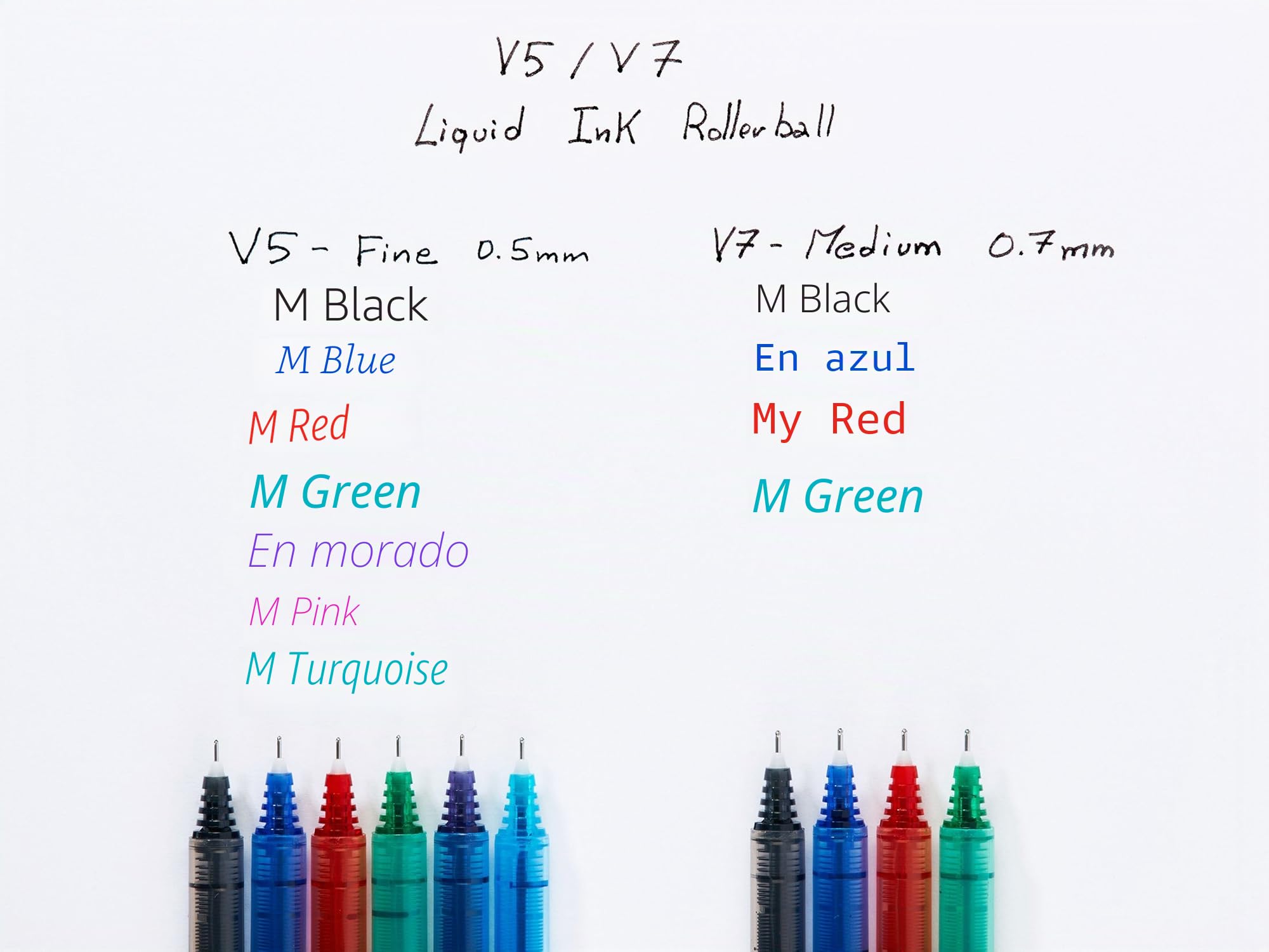 PILOT - Caja de 4 V5 - Bolígrafos Roller con Tinta Líquida - Punta de Aguja Fina para Escritura Suave y Precisa - Secado Rápido - Antimanchas - Azul - Punta Fina (0,5mm)