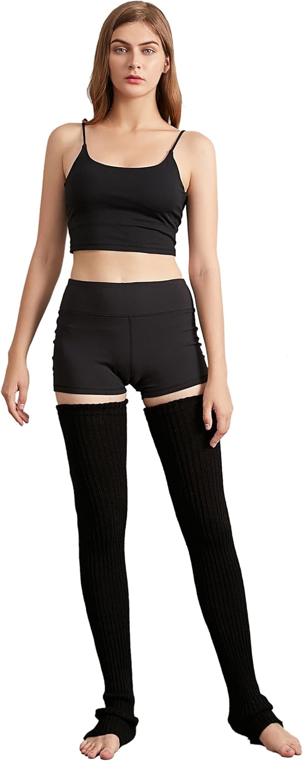 Henwarry 27 or 34 Inch Length Leg Warmers Knit Over the Knee Extra Long Winter Soft Thick Thigh High Footless Socks for Women at  Women’s Clothing store