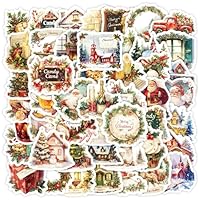 50 PCS Christmas Theme Stickers, Waterproof Xmas Holiday Party Stickers, Kids and Youth Decals for Scrapbook,Xmas Party Favorite (Christmas-01)