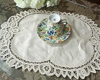 ドイリー レース 刺繍 ドイリー レース 敷物 長方形 花瓶敷き オーバル 50cm×34cm コットン テーブルセンター レース 小さめ テーブルクロス 小さめ カットワーク テーブルランナー レーステーブルセンター [並行輸入品]