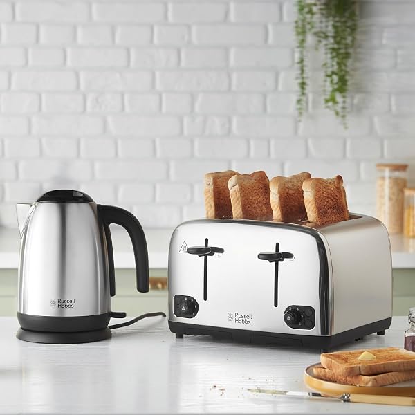Russell Hobbs 4 Slice Toaster with Perfect Toast Technology for improved evenness (Wide slots, Lift & look feature, 6 Browning levels, Frozen & Cancel function, 1700W, Brushed & Stainless Steel) 24090 - 3