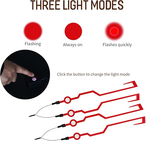 Miniatura 5 de VideoPUP Kit de luces para casco de motocicleta, luz LED impermeable de 3 modos, luz nocturna para casco de motocicleta, bicicleta, color rojo