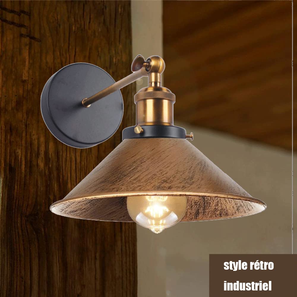2 Piezas Aplique de Pared industrial Lámparas de Pared E27 Iluminación Interior Luz de Pareds ø22cm Metal Ajustable Lámparas para Salón Pasillo
