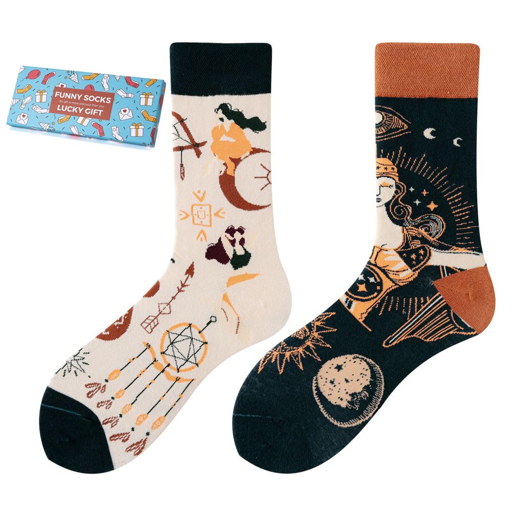 Calcetines Divertidos Unisex para Mujer y Hombre con Diseños Asimétricos en Par - Temas Animales, Comida, Fruta, Deporte y Arte en Algodón - Ideal para Regalos — view 100