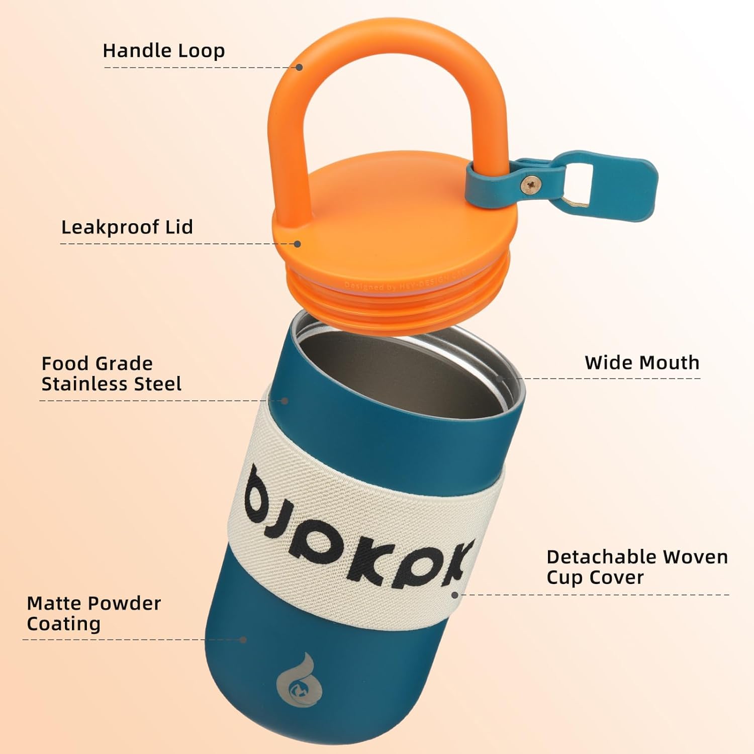 BJPKPK Insulated Stainless Steel Tumbler Cups 13oz Travel Coffee Mug With Lid And Handle,Dark Blue - Image 2