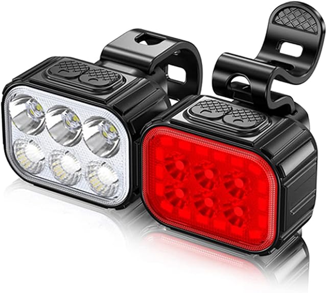USB Rechargeable Bike Light Set, 500 Lumen Super Bright Bike Lights Front and Back LED Rear Taillight, 1000mAH Bicycle Lights for Night Riding, High & Low Beam Design, Waterproof IPX65